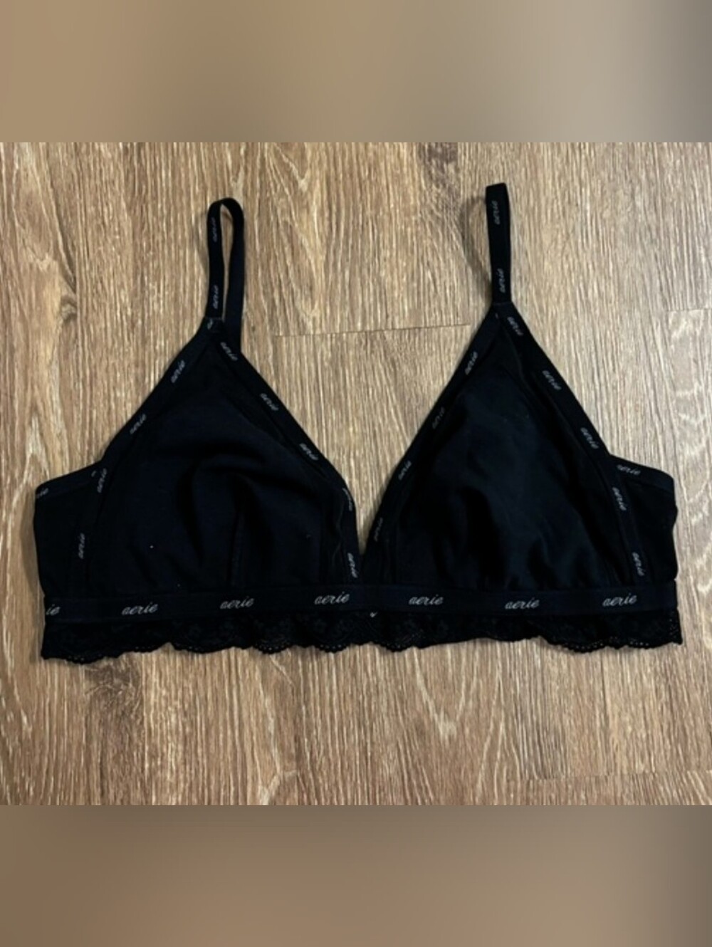 aerie Black Lace Trim Mesh Bralette